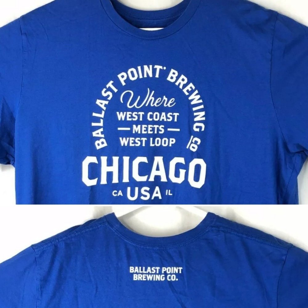 Ballast Point Brewing Chicago West Coast Meets Loop XXL T-Shirt 2XL Mens Blue